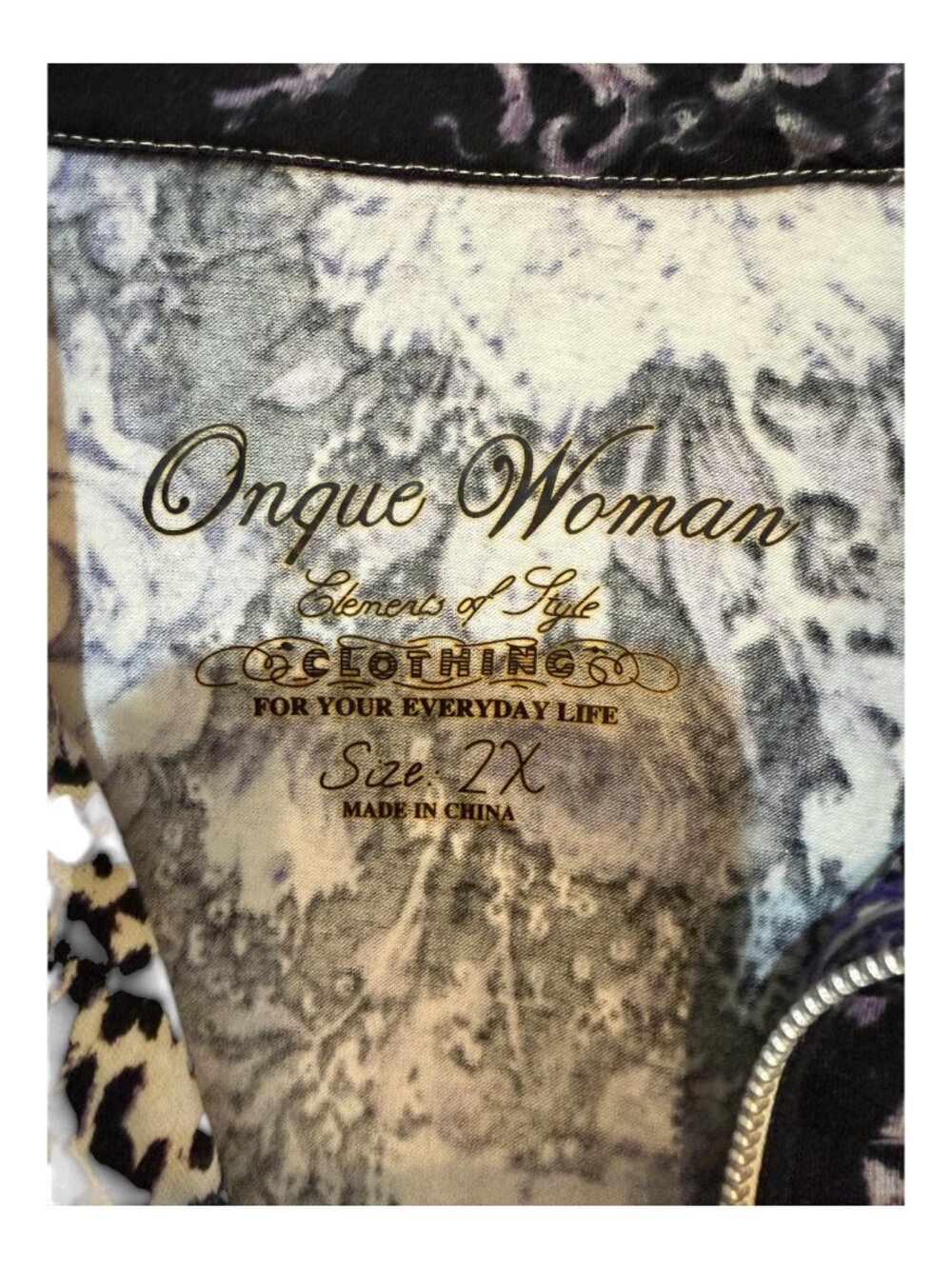 Onque Woman 2X Purple Abstract Pattern 3/4 Slv Full Zip Light Jacket & Top Set - Picture 7 of 10